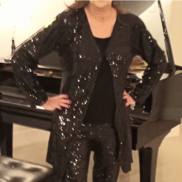 Anna-Kaci Black Sequin Embellished Open Front Sequin Jacket Women Size Medium - Picture 15 of 16